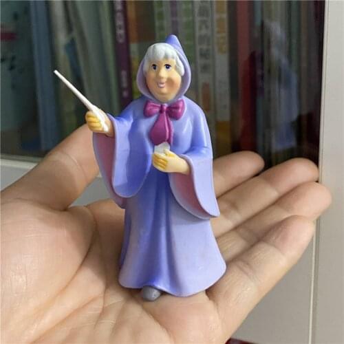 6piece 7cm Disney Classic Cinderella Princess The fairy godmother action Figure Collectible Model Toys