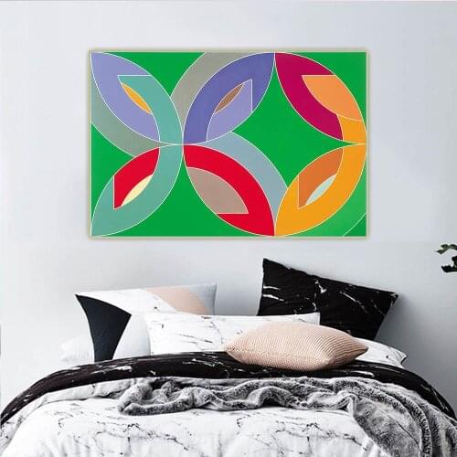 Frank Stella《At the de Young》Canvas Oil Painting Minimalism Artwork Poster Picture Backdrop Wall Hanging Decor Home Decoration