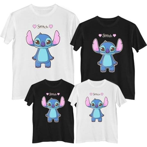 Disney Lilo & Stitch T shirt Comfortable Breathable 100% cotton clothes for teens toddler girl clothes Family clothing sets