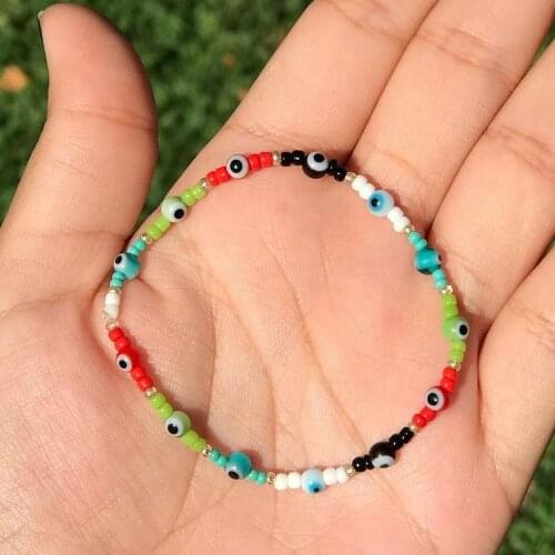 Go2Boho Colorful Beaded Bracelet Turkish Evil Eye Beads Pulseras Fashion Elastics String Bracelets For Women Fashion Jewelry