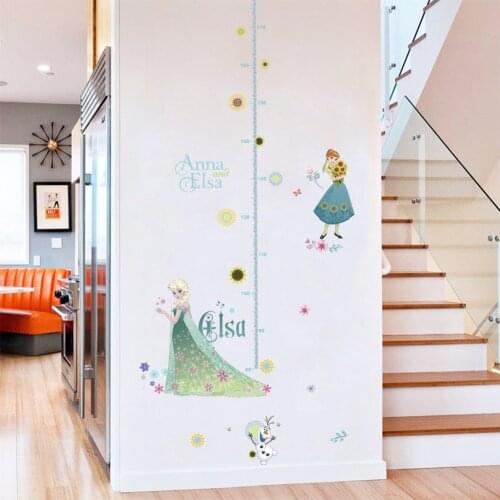 Hot Frozen Elsa Anna Growth Chart Wall Stickers For Kids Room Home Decoration Diy Anime Height Measure Mural Art Wall Decals
