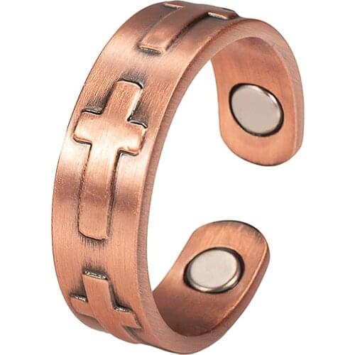 Wollet 99.9% Pure Magnetic Copper Rings for Arthritis for Ladies Women Men Adjustable Health Each with 2PCS Magnets