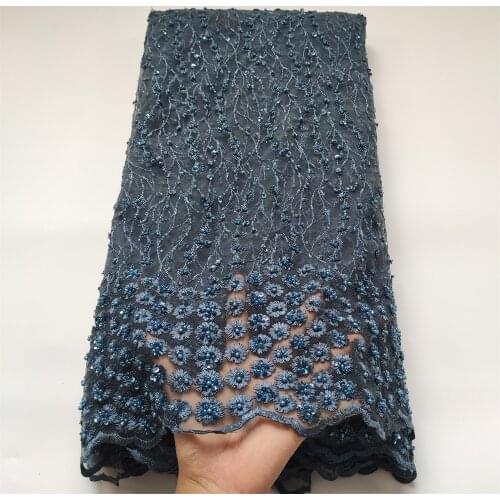 Hot Sale Nigerian Tulle Lace Fabric with Beads African Lace Fabric for Wedding Party High Quality Handmade Beaded Lace Z0575