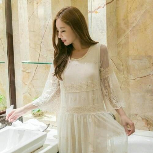 Summer Modal Nightdress Lace Princess Sleepshirts Half Round Neck Sleepwear Women Night Dress Sexy Breathable Nightgowns 2020