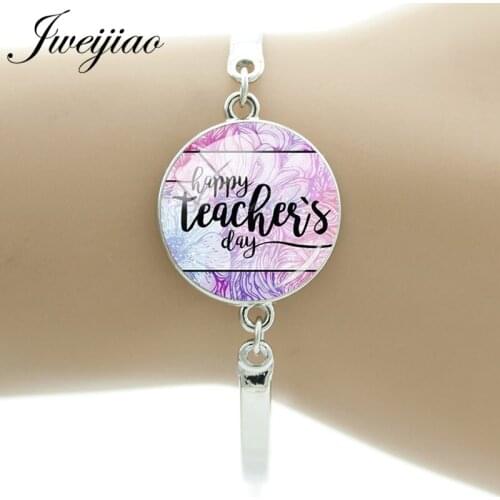 JWEIJIAO Hot Selling Happy Teachers Day Letter Charms Bracelet Teachers Gifts Bracelet For Women Men Jewelry Charm FQ479