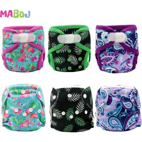 MABOJ Newborn Diaper Cover Newborn AIO Cloth Diapers Baby Nappy Reusable NB Nappies Insert Washable Pocket Diaper Pants Liners
