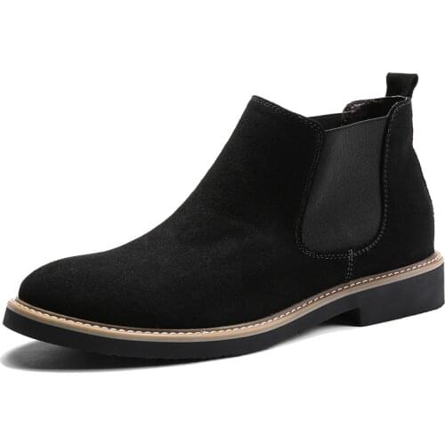 2019 New Spring Autumn Fashion Casual For Men Ankle Chelsea Boots Men Shoes Cow Suede Leather Slip On Motorcycle Men Boot