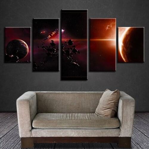 Space dawn meteorite impact Canvas HD Prints Posters Home Decor Wall Art Pictures 5 Pieces Art Paintings No Frame