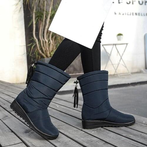 New Women Snow Boots Waterproof Tassel Boots Winter Shoes Quality Plush Warm Women Solid Color Boots For Female