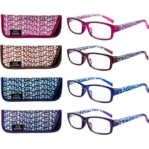 EYEGUARD Reading Glasses 4 Pair Quality Spring Hinge Stylish Readers Fashion Women Glasses for Readers