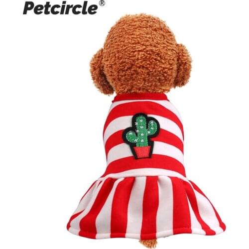 PETCIRCLE Dog Puppy Clothes Stripe Cactus Dress Pet Cat For Teddy Schnauzer Chihuahua Bichon For Small Dog Cute Dress Clothing