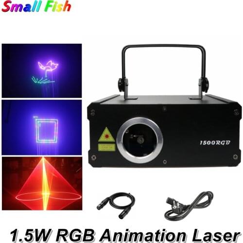 Laser Show Projector 1.5W RGB DMX512 Animation Laser Light DJ Disco Stage Lighting Effect Christmas Decoration For Home Laser Dj