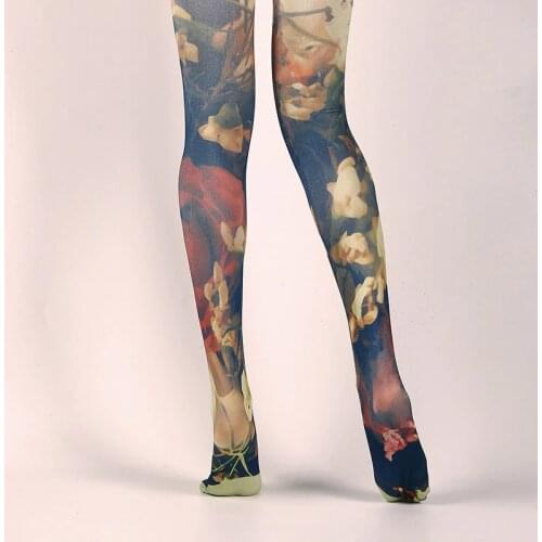 Oil Painting Printed Retro Pantyhose