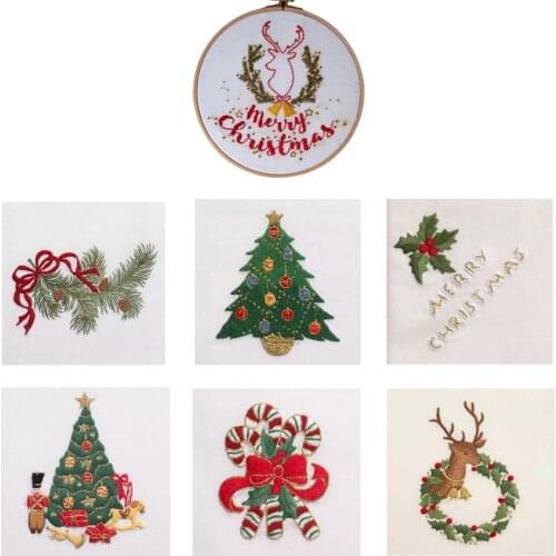 Christmas Stamped Cross Stitch Kits Kids Embroidery Art Home Decor Crafts
