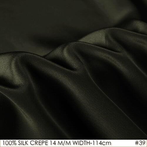 SILK CREPE DE CHINE 114cm width 14momme/100% Pure Mulberry Silk Fabric/Batik Painting and Wedding Dress Fabric Dark Green NO39