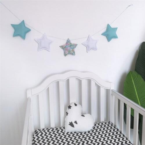 Nordic 5 pcs Star Moon Macrame Wall Hanging Ornaments Kids Room Decoration Baby Crib Tent Hanging Pendant Christmas Wall Decor