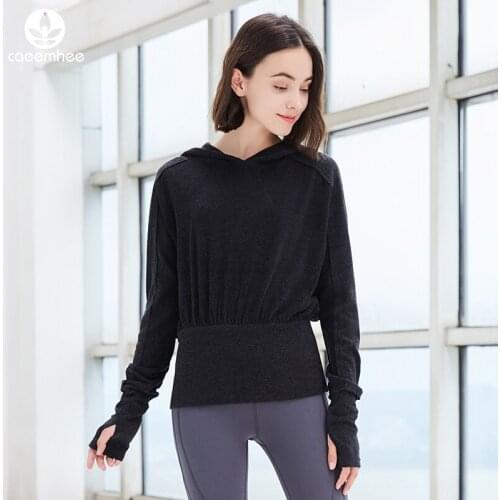 CAEEMHEE Spring Autumn Training Muscle Loose Long Sleeve Sweater Yoga Shirt Women Workout Running Fitness T-shirt Top Thumb Hole