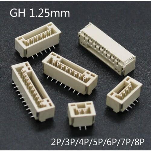 20Pcs GH 1.25mm with lock connector patch Vertical SMT 2/3/4/5/6/78P GH1.25