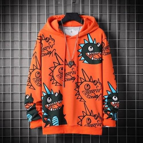 Spring Thin Dinosaur Hoodie Casual Cartoon Sweatshirt Streetwear Autumn High Street Japan Harajuku Amine Hoodie Male Cool Tops