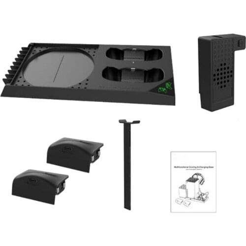 40JB Controller Charger Dock Engine Cooling Station for X-box Series X with Cooling Fan, Dual Charging Ports and Game Rack
