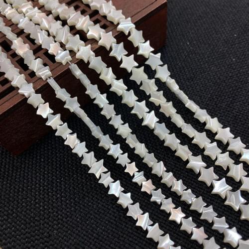 Natural shell beads star-shaped flat white yellow mother-of-pearl beads for jewelry making braclets for women Size 6/8/10/12mm