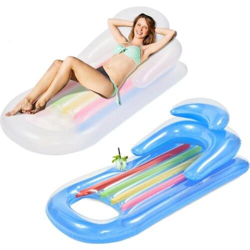 1/2pcs Pool Inflatable Lounger Summer Water Hammock PVC Air Mattress Floating Sleeping Cushion Air Bed with Headrest Cup Holder