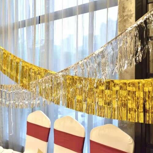 2m Birthday Party Backdrop Curtain Metallic Foil Fringe Shimmer Backdrop For Wedding Anniversary Baby Shower Photo Zone Backdrop