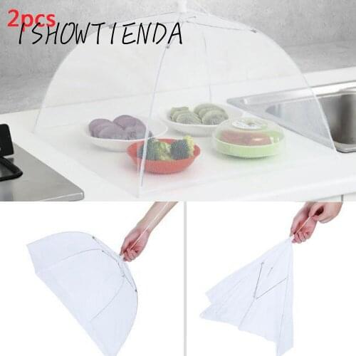 2pc Large Pop-Up Mesh Screen Protect Food Cover Tent Dome Net Umbrella Picnic Folded Mesh Anti Fly Mosquito Umbrella