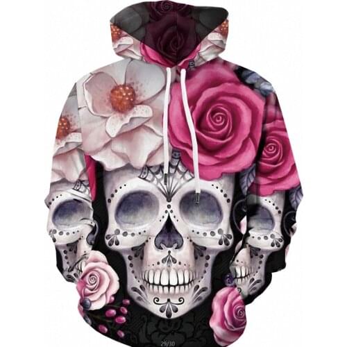 3d hoodie skull sweatshirt mens rose hoodie cartoon color womens sweatshirt printing rock hoodie casual hip hop 3d printing