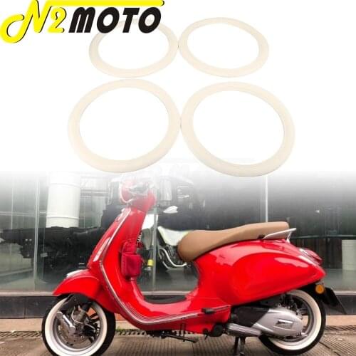 4PCS White Rubber Wheel Tyre Sticker Ring Protection Decorative For Vespa GTS 250 300 Sprint Primavera 150 LX150 S150 2017-2019