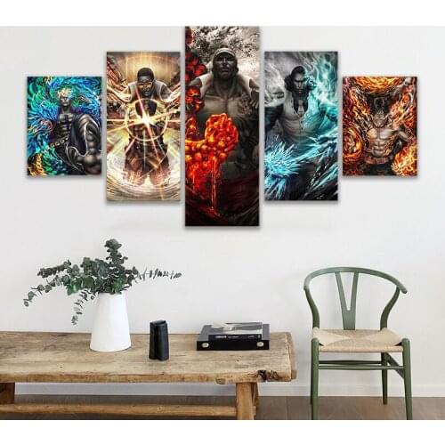 5 Piece Wall Art Anime Poster Picture One Piece Admirals Navy Headquarters Poster Wall Painting for Home Decor Canvas Wholesale
