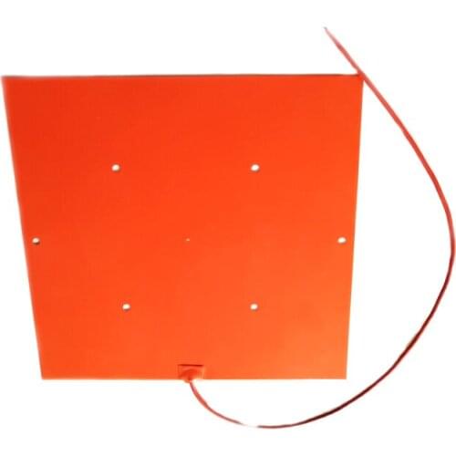 500*500*1.5mm 220V 1000W Silicone Heater for 3d printer adhesive 1 side 7 holes on pad 1000mm lead wire
