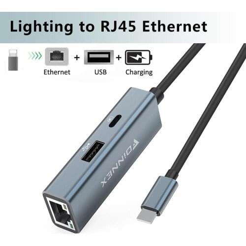 FOINNEX Ethernet Adapter for iPhone Lighting to RJ45 Ethernet