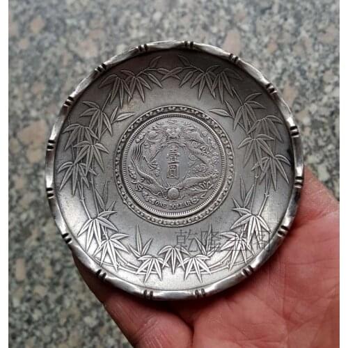 Antique miscellaneous silverware Silver bowl furnishings republic white copper dish treasure decoration