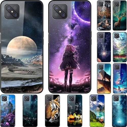 Tempered Glass Case For OPPO Reno4 Z 5G Cases Cover Soft Phone Bumper For Reno 4z 5G Back Cover Reno4z Fundas Protector Shell