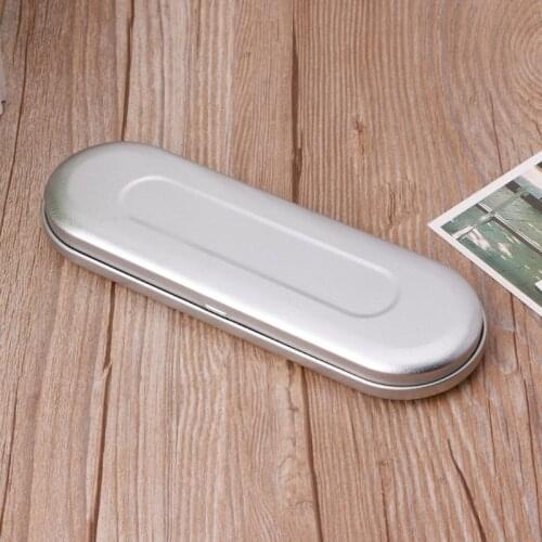 875A Silver Tin Pencil Pen Case Storage Box Stationery Organizer School Office Use