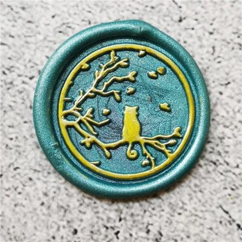 Cute cat on the tree Wax Seal Stamp cat Sealling Wax Stamps fly leaf Wax Wood Handle for DIY Scrapbooking Paper Card Invitation