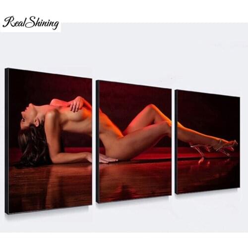 3 Pieces Set Sexy Girl diamond mosaic full round square diy 5d diamond painting diamond embroidery rhinestone triptych FS7210