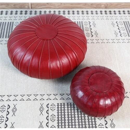 PU Leather Floor Cushion Cover European Style Light Luxury Futon Coffee Table Small Round Stool Bay Window Round Chair Covers