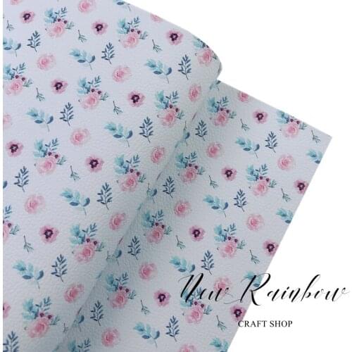 New Rainbow 30x138cm/Roll Romantic Flowers Printed Faux Leatherette For Homedecor, Bows, Accessories, Crafts