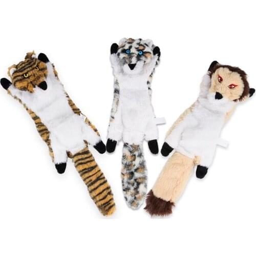 Plush Cute Dog Toys Squeaky Fox Tiger Squirrel Animal 1pcs Puppy Chew Toy Interactive Cat Toy Pet Dogs Sound Toys for Small Dogs