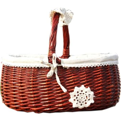 Vine basket hand-held Japanese-style egg basket shopping basket small bamboo basket gift basket picnic fruit basket