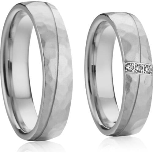 Ring silver 925 wedding rings for couples hammered titanium jewelry Lovers Alliance anniversary proposal promise ring