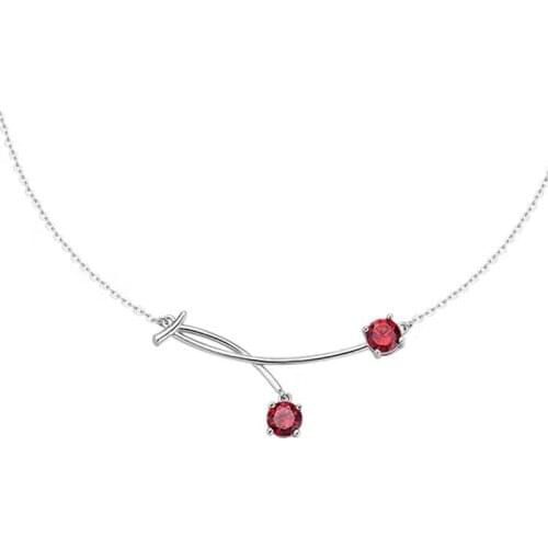 Silver micro-inlaid crystal diamonds, exquisite version, cherries clavicle necklace, design pendant, exquisite party jewelry