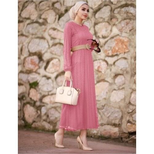 Straw Arched Lace Dress Powder