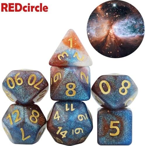 Super Universe Galaxy Digital Dice Set RPG DND Game D4-D20 with Bag Cool for Boardgame As Souvenirs/Gift Entertainment