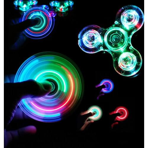 Luminous LED Light Fidget Spinner Hand Top Spinners Glow In Dark Light EDC Figet Spiner Finger Stress Relief Kids Toys E