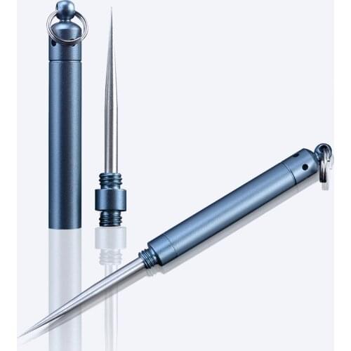 Titanium Outdoor Portable Multifunction Toothpick Bottle Fruit Fork Camping Tool Toothpick Tube Stronger Than Dental Floss A9683