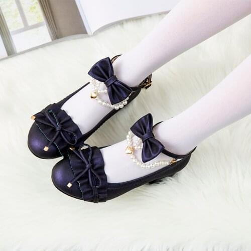 Lolita shoes Japanese lace round head student jk small shoes tea party uniform shoes women Princess Kawaii Girl cos loli