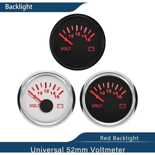 Waterproof Voltmeter Volt Gauge Meter 12V 8-16V 52mm(2") With Red Backlight For ATV UTV Automobile Marine